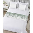 thumbnail image 5 of Bed Runner Scarf Cal King Size, Green Eucalyptus Leaves Stain Bed Runners & Scarves for Foot of Beds, Summer Botanical Weeping Watercolor Decorative Bedding Runner Scarf for Hotel 102 x20 Inch, 5 of 6