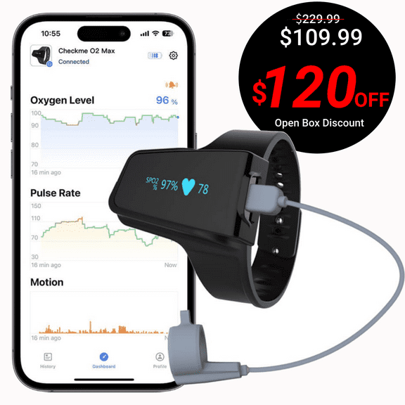 Open Box Wellue Checkme O2 Max Home Wrist Pulse Oximeter Heart Rate Monitor for Family Use