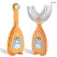 thumbnail image 3 of Transemion 2 Pieces U Shaped Training Toothbrushes Toddler Full Mouth Teeth Reusable orange L 1Set, 3 of 6