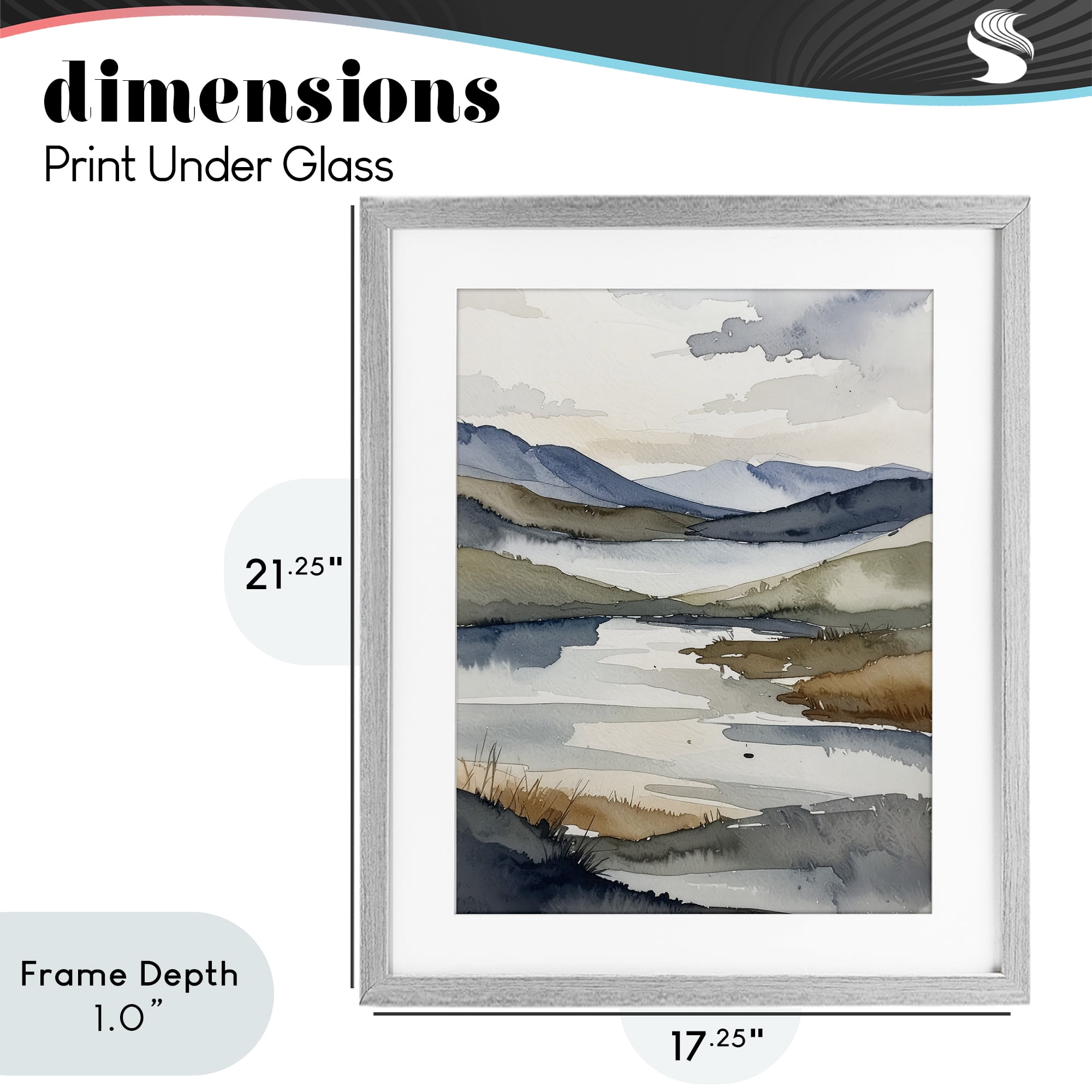 Stupell Industries Flow Of Water Pond Gray Framed Print Under Glass, design by Alonza Saunders