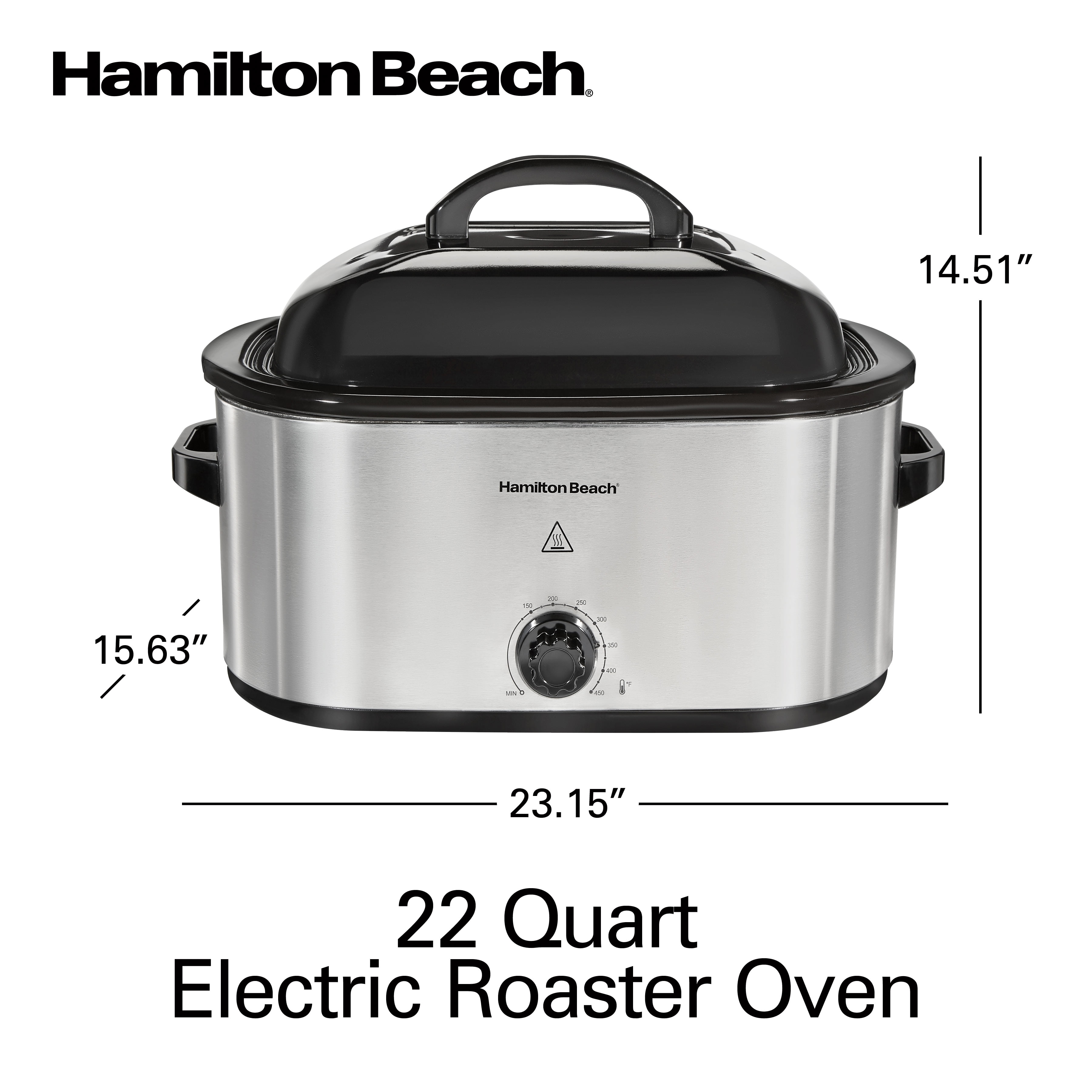 Hamilton Beach Electric Roaster Oven 22 Quarts Baking and Roasting Stainless Steel Finish with Black Accents 32215
