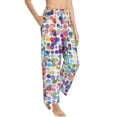 thumbnail image 2 of Xecao Colorful Watercolor Dots Women's Straight Lounge Pajama Pants: The Epitome of Relaxed Sleepwear, 2 of 9