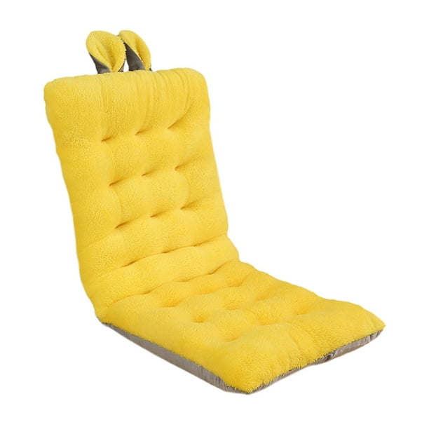 Cojín para silla de oficina DYNWAVEMX Cojín de felpa trasero con lazos respaldo apartamento coche Amarillo