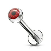 16GA Round Eyeball Inlaid Ball 316L Surgical Steel Labret/Monroe Cartilage Stud