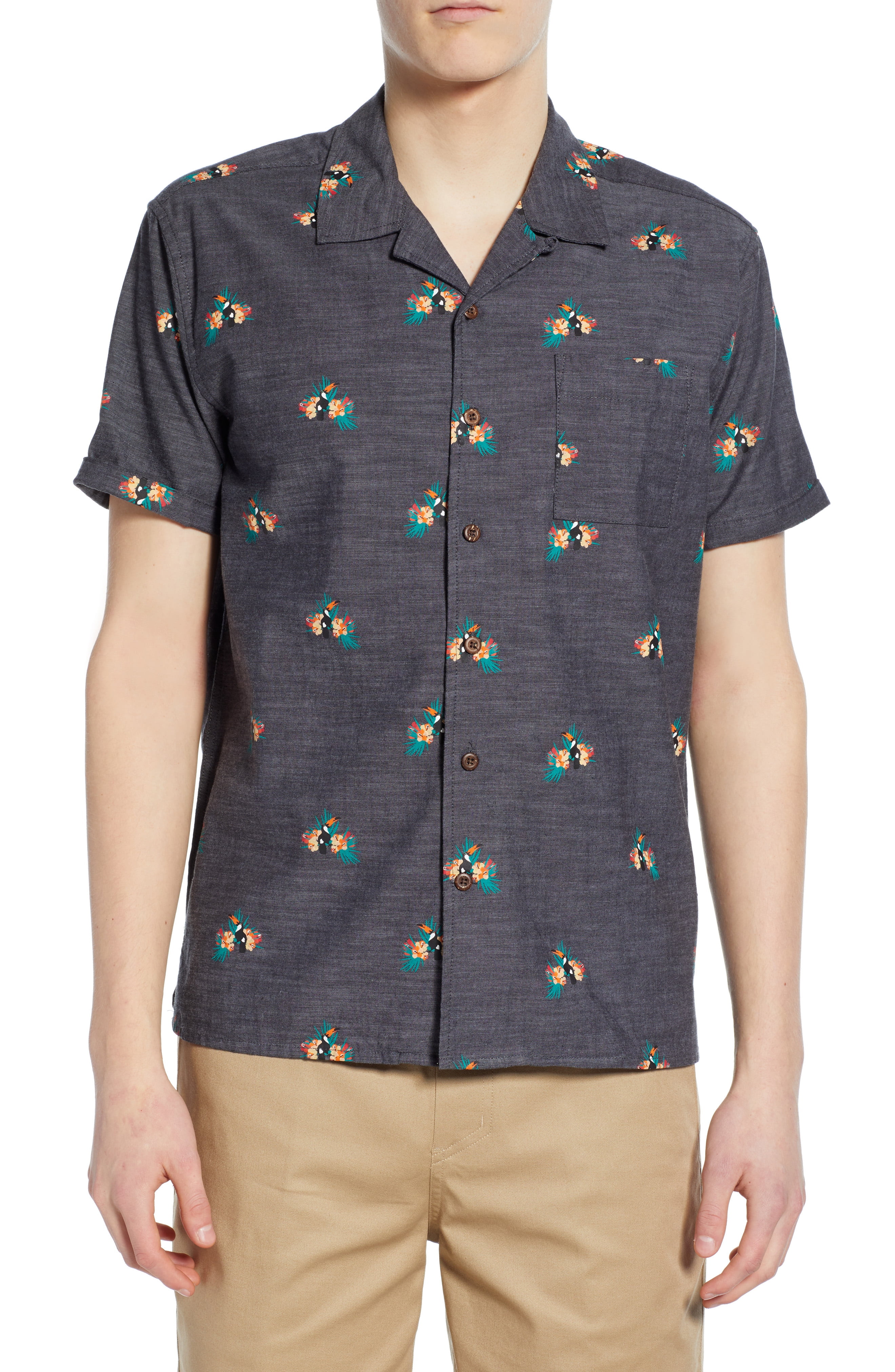 Hurley Mens Shirt Charcoal Small Button Down ShortSleeve S Walmart