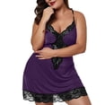 thumbnail image 5 of XMMSWDLA L-6XL Lingerie for Women Plus Size Nighty Womens Lace Satin Nightdress Womens Plus Size Lingerie V Neck Nightwear Satin Sleepwear Lace Chemise Nightgown Nightdresses Slip Lingerie, 5 of 9