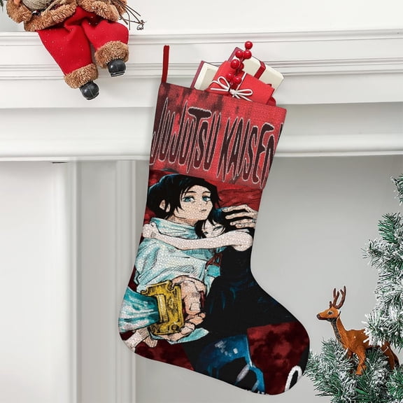 Jujutsu Kaisen Ultra soft velvet Christmas socks, Large Super Soft Christmas Stockings For Christmas Xmas Tree Holiday Fireplace Family Decor Gifts