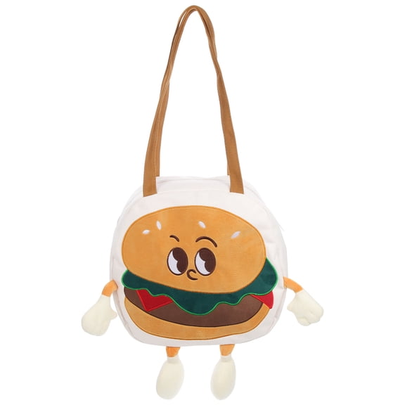 KAKOWELY 1Pack Hamburger Shape Tote Bag Multi Color Canvas Material for Women Everyday Use 11.8x11.8x3.1in
