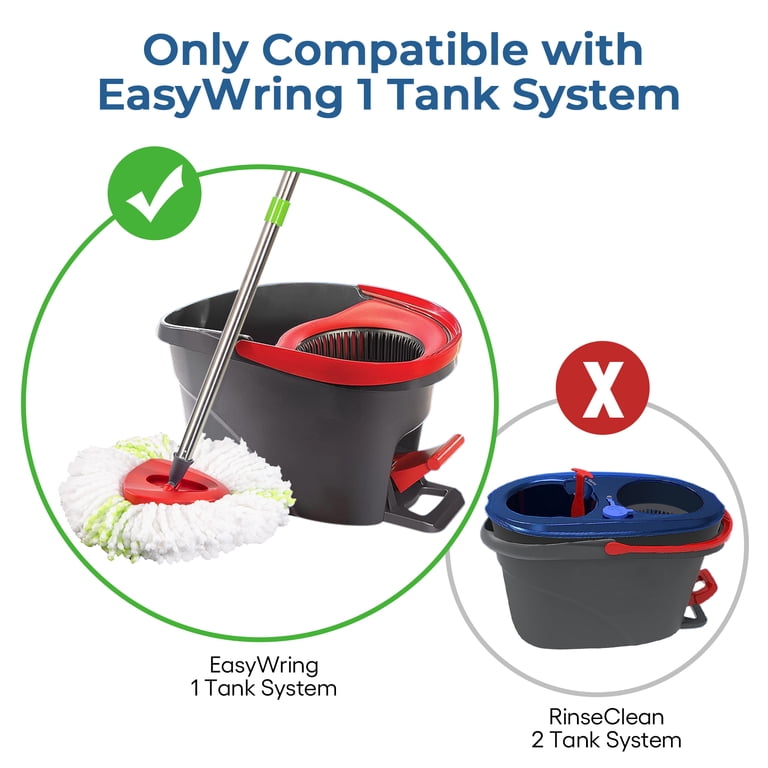 Matthew Spin Mop Replacement Kit - 4 Microfiber Heads, Handle, Base Compatible With O-Cedar EasyWring 1-Tank System