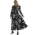 thumbnail image 4 of USSUMA Casual Dresses for Women Summer Dress Short Sleeve Crew Neck Casual Printed Floral Loose Fit Maxi Dress Elegant Skirt Comfortable Dress Work Tax Free Weekend Black Dress Size-S, 4 of 4