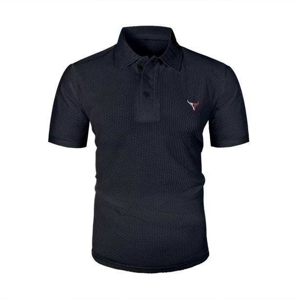 Blusa y camisa de manga corta con cuello vuelto para hombre, blusa de manga corta de seda helada con solapa y botones para hombre