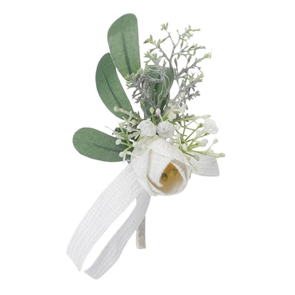 Cinta para el pecho ramillete decoración flor rosa blanco traje Formal accesorios Boutonniere para graduación nupcial aniversario banquete EstiloB Yotijar Flor en el ojal