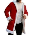 thumbnail image 2 of Mens Long Jackets Men Christmas Long Cardigan Hooded Jackets Fleece Lined Santa Xmas Coat Open Front Hoodies Jacket with Pockets Red XL, 2 of 8