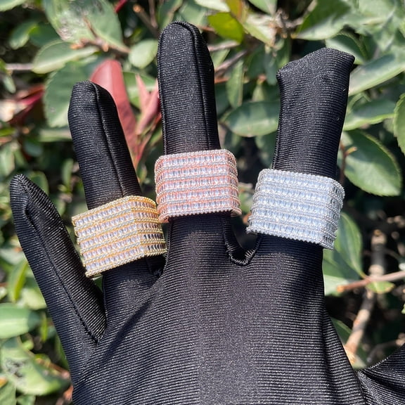 DUBSS Iced Out Baguette Rings for Men Real Gold Plated Cubic Zirconia Copper Hip Hop Jewelry