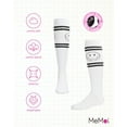 thumbnail image 6 of MeMoi  Athletic Smiley Cotton Blend Knee High Socks - Girls - Female, 8, White, 6 of 7