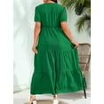 thumbnail image 3 of Women'S Square Neck Tiered Swing Maxi Dress Loose Fit Casual Smocked Back Sleeveless Beach Sun Dresses Green XL, 3 of 7