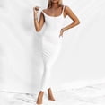 thumbnail image 5 of Huowey Ladies Dress Solid Color Spaghetti Strap Sleeveless Backless Casual Square Collar Slim Fit Bodycon Loose Sundresstight Long Dresses For Women,White,S, 5 of 7