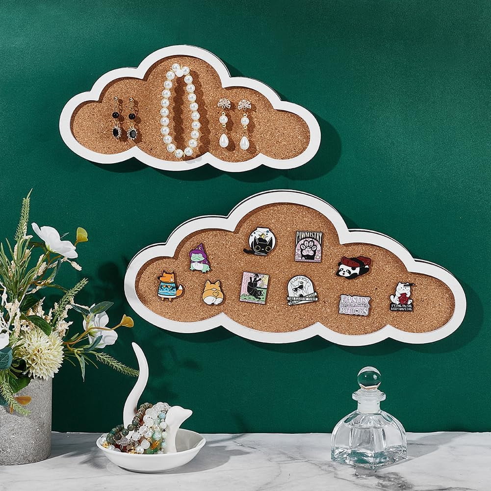 2 Pcs Pin Display Cork Tray 2 Styles Cloud Shape Wall Mounted Brooch Board Bulletin Display Board