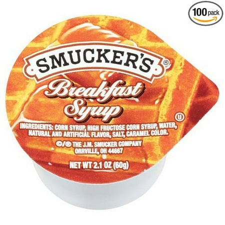 100 PACKS : Smucker's Breakfast Syrup, 2.1 Ounce