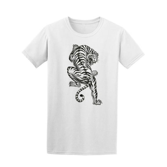 Shaded Asian Tiger Tattoo T-Shirt Men -Image by Shutterstock, Male 3X-Large