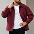 thumbnail image 4 of FRSASU Men's Casual Coach Jacket Snap Button Closure Collared Loose Fit Lightweight Windbreaker Outerwear Wine, 4 of 6