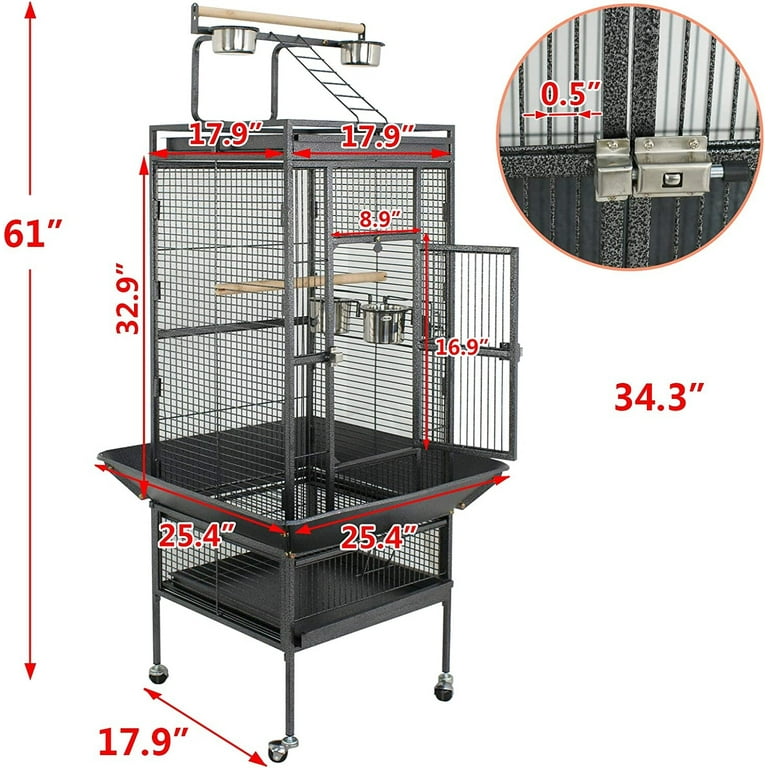 HomGarden Tall 61-in Rolling Parakeets Bird Cage with Play HomGarden Tall 61-in Rolling Parakeets Bird Cage with Play