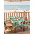 thumbnail image 2 of Outdoor Tablecloths with Umbrella Hole & Zipper, Merry Christmas 54x80 Inch Tablecloth Rectangle, Santa Claus Xmas Winter Leaves Snowflake Green Waterproof Table Cloth, Patio/Pool Table Covers, 2 of 8