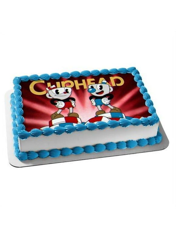 CupHead Mugman Birthday Personalized Edible Frosting Image 1/4 sheet Cake Topper ABPID01737