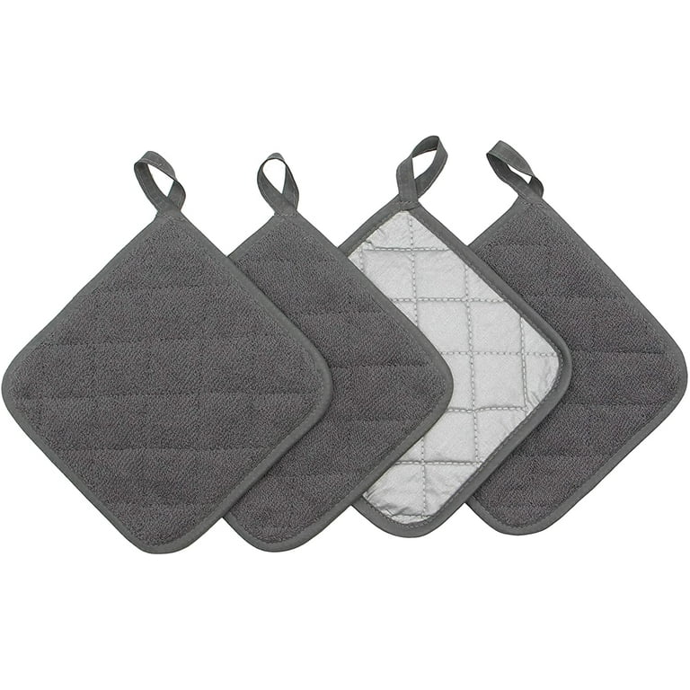 SUGARDAY Kitchen Pot Holders Sets Heat Resistant Pot Holder Cotton Oven Hot  Pads for Cooking Baking Set of 3 7x7 Gray 