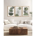 thumbnail image 7 of SHENIFY Large 24x36in3pcs Neutral Framed Green Boho Wall Art Botanical Sage Wall Decor Geometric Artwork for Living Room Bedroom, 7 of 7
