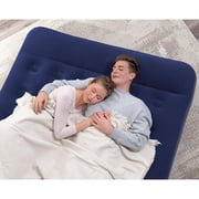 Bestway: Queen Flocked Air Bed - Blue - Inflatable Mattress, 80 x 60 x 8.5, Velvety Sleeping Surface, Coil Beam Support Construction, Indoor-Outdoor