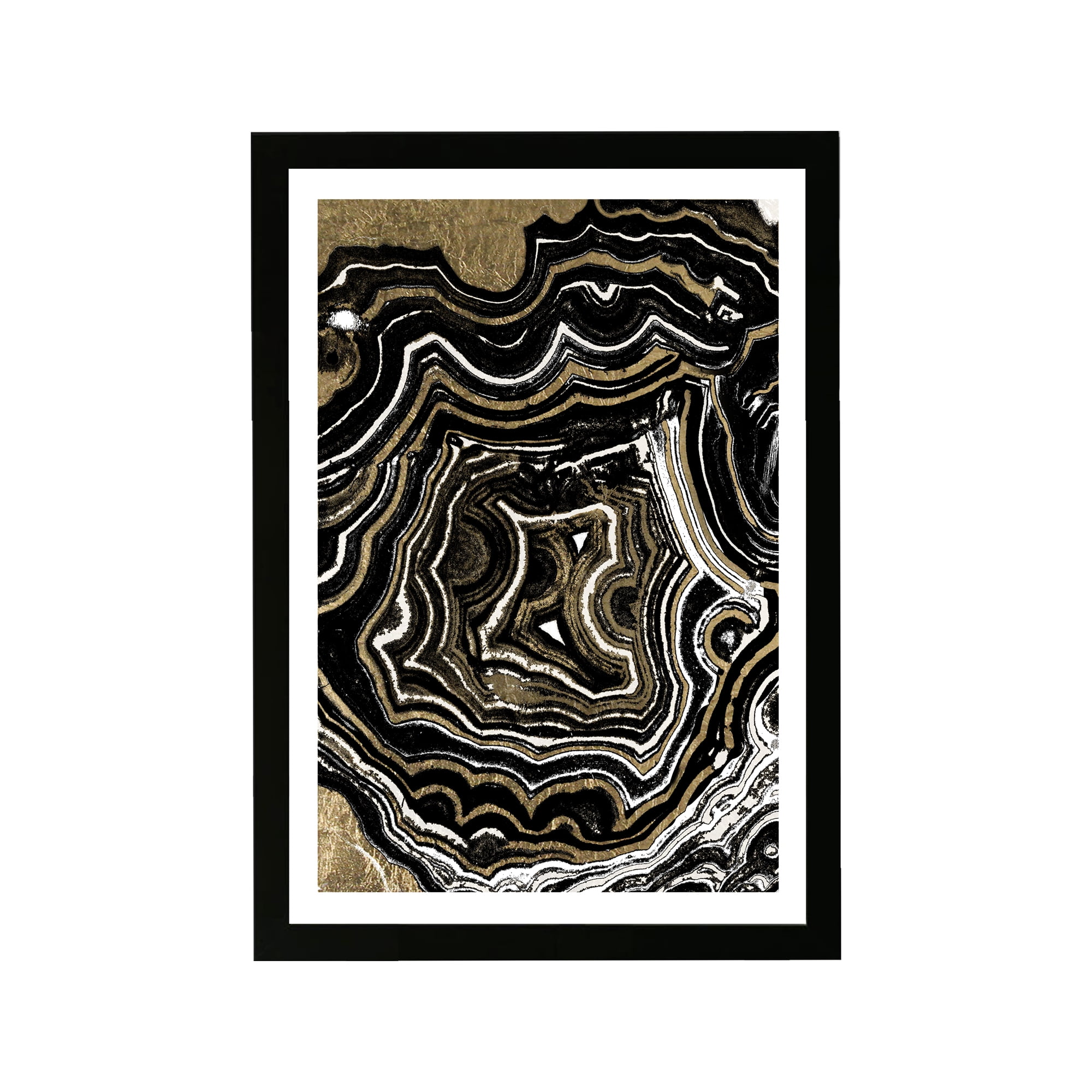 Wynwood Studio Abstract Framed Wall Art Prints 'Agate Black and Gold