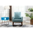 thumbnail image 2 of Living Room Rocking Chair, Modern Fabric Upholstered Leisure Rocker Chair with High Backrest & Cozy Armrest, Solid Wood Single Glider Accent Arm Chair for Living Room Bedroom Nursery, Light Blue, 2 of 7