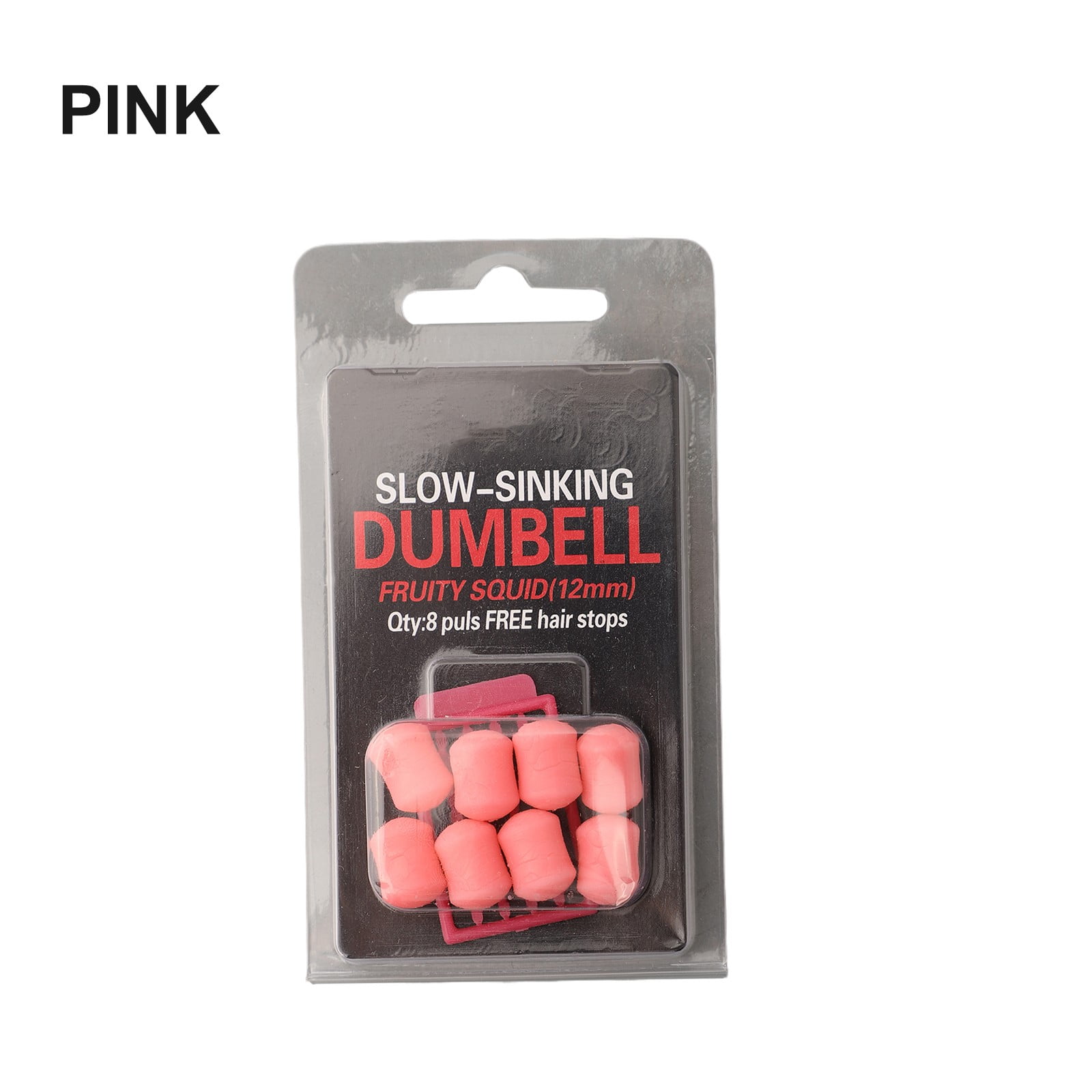 RIXUNO 8 Pcs Carp Fishing Dumbbell Bait 12 mm Slow Sinking Fruity Squid Flavour Pop Up Lure Soft Floating Imitation Bait with Hair Stops for Carp Coarse Fishing Pink