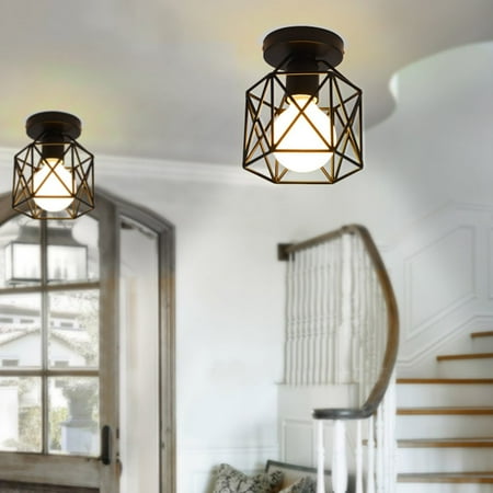 Briarcliff Pendant Lighting - Vintage Cage Pendant Lamp Modern Hanging Lamp Lightweight Home Decorative Light Birdcage Ceiling Light US Plug, Black