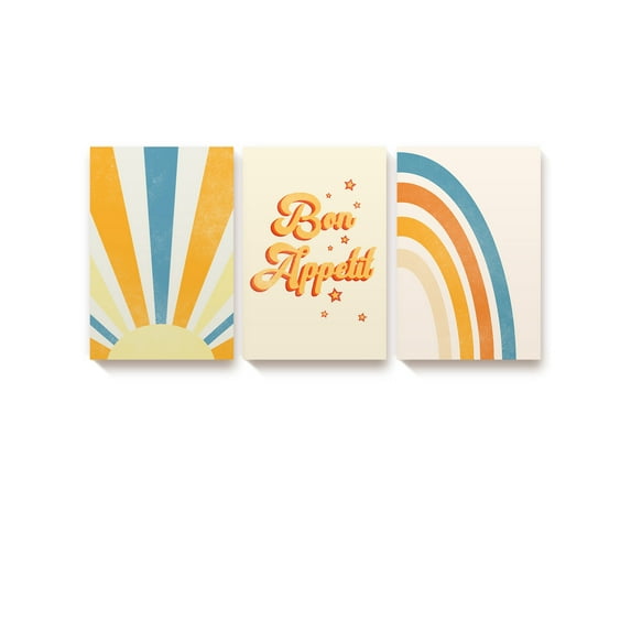 Awkward Styles Bon Appetite Canvas | Retro Decor, Set of 3 Wall Art