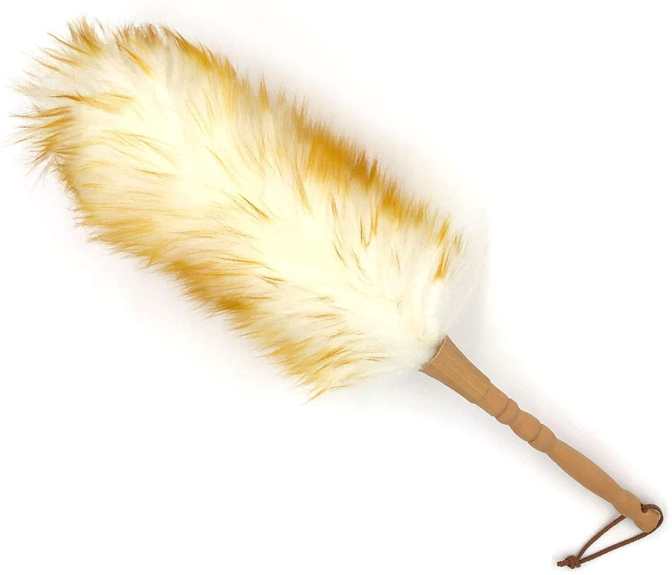 Lambswool Duster with Solid Wooden Handle,Leather Hang Strap,18.9 inch