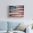 thumbnail image 3 of PixonSign Framed Wall Art Print Grunge American Flag with Blue Highlights Nature Wilderness Woodblock Modern Art Farmhouse/Country Multicolor Warm for Living Room, Bedroom, Office - 12"x16" WHITE, 3 of 6
