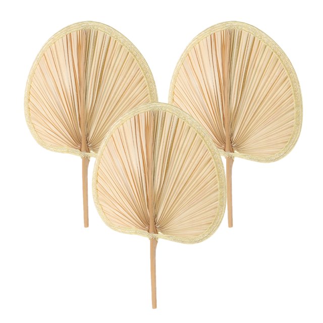 KAKOWELY 3pcs Handheld Fan Khaki Cooling Summer Beaches Traditional Design Adults