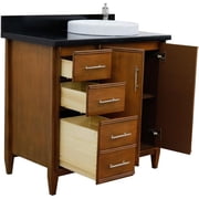 MCM 37 Single Solid Wood Vanity with Right Round Sink in Walnut/Black