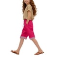 thumbnail image 2 of OOOUM Girls Knee Length Pants High Waist Wide Leg Cropped Pants With Pockets Skinny And Comfortable Summer Bottoms For Kids Hot Pink 7-8 Years, 2 of 4