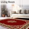 thumbnail image 2 of ODIKA 6'x9' Machine Washable Non-Slip Area Rug, Classic Baroque Vinework Adorned with Festive Berry Motifs High Traffic Rug, Red, 611121, 2 of 7