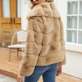 thumbnail image 4 of YDFCWXW Women's Fur Cropped Coat Long Sleeve Open Front Winter Jacket Plus Size Fluffy Puffer Overcoat Coffee, 3XL, 4 of 9