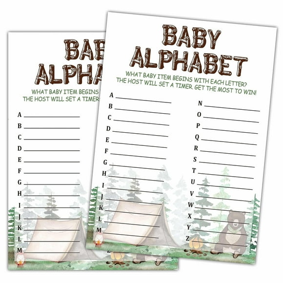 Jungle Adventure Alphabet Game Set for Baby Showers, 25 Gender Neutral Cards for Fun and Engaging Gender Reveal Parties, Perfect for All Celebrations and Gatherings