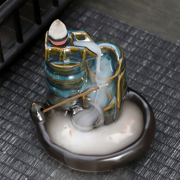 Zenithome Ceramic Backflow Incense Waterfall, Aromatherapy Ornament for Home Decor, Meditation, Yoga, and Relaxation, Eco-Friendly Resin Craft