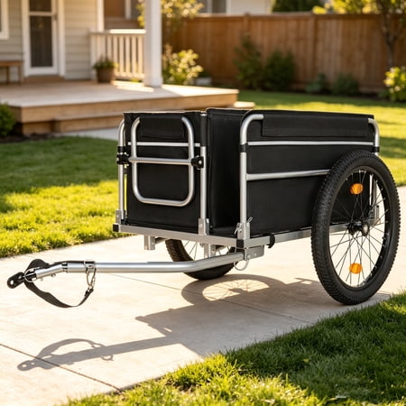 WRXELAN Bike Cargo Trailer, 110lbs Load Capacity, Bicycle Cargo Trailer for E-Bikes, Foldable Compact Storage, Universal Safe Hitch System, Featuring upgraded20X3.5in Fat tires
