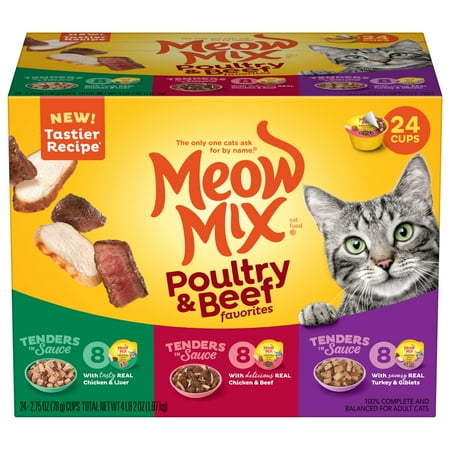 UPC: 0829274502368 | Meow Mix Tender Favorites Poultry & Beef Variety Pack Wet Cat Food  24 Cups