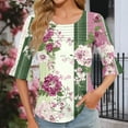 thumbnail image 6 of JTZGDY Cute Floral Tops for Women Dressy Casual Ruffled Half Sleeve Ruched Pleated Crew Neck Graphic T-Shirts Loose Fit Tshirt Tunic Blouse Purple#02 XL, 6 of 8