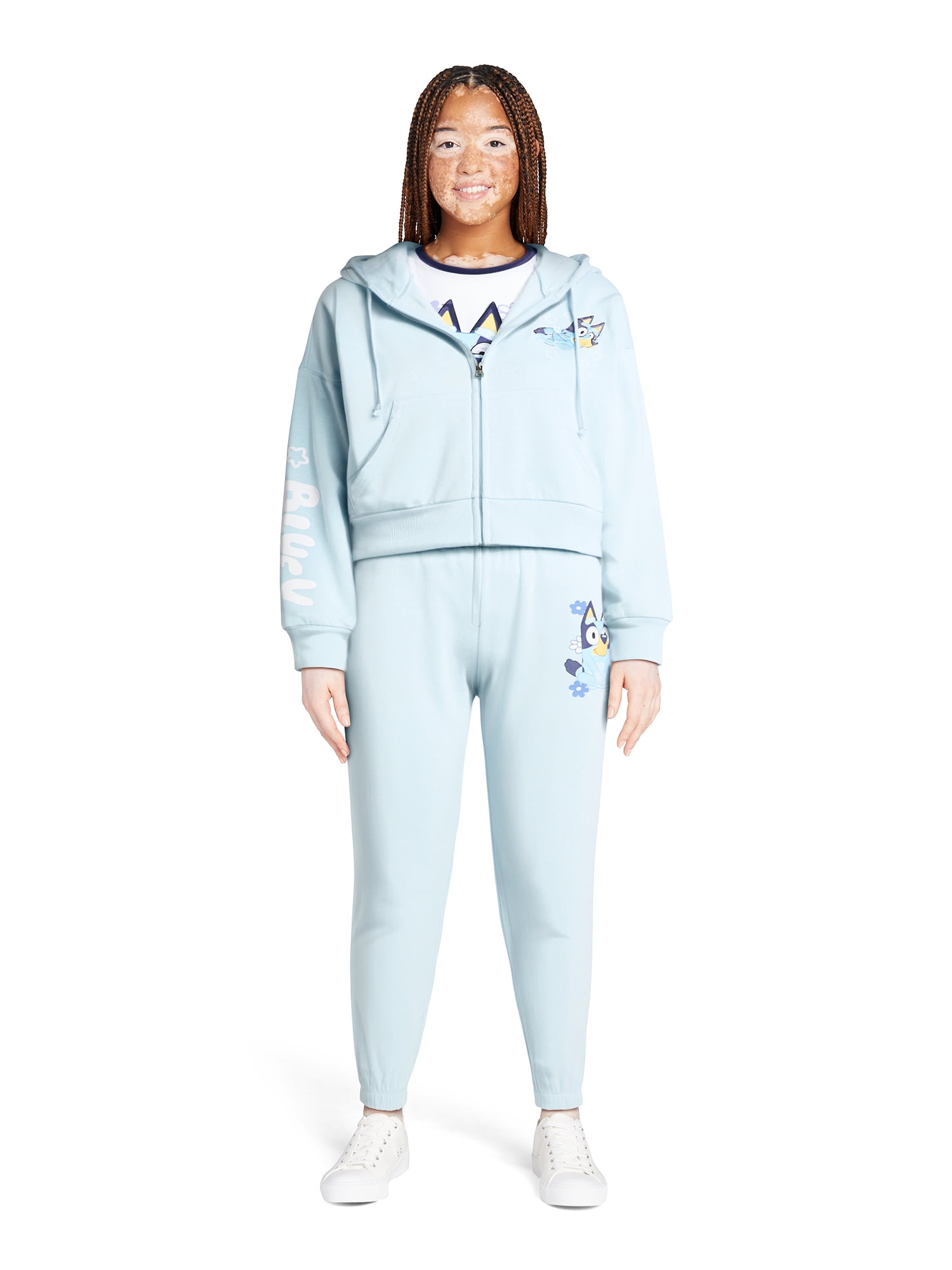 Bluey Women's Front Back Graphic Zip Front Hoodie, Sizes XXS-XXL