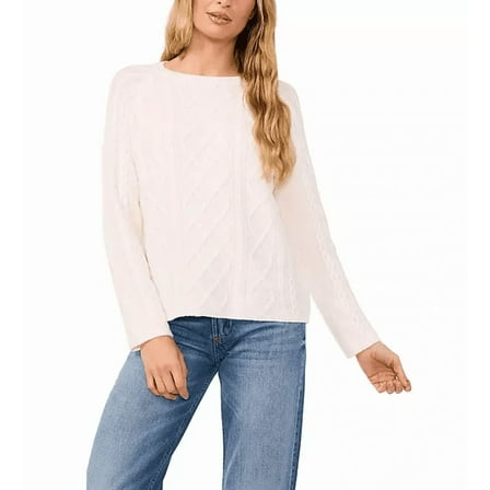 Vince Camuto Women's Cable Sweater Antique White Medium